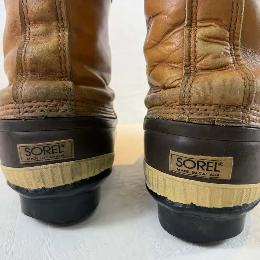vintage Sorel Kaufman waterproof winter duck boots size 10 tan leather